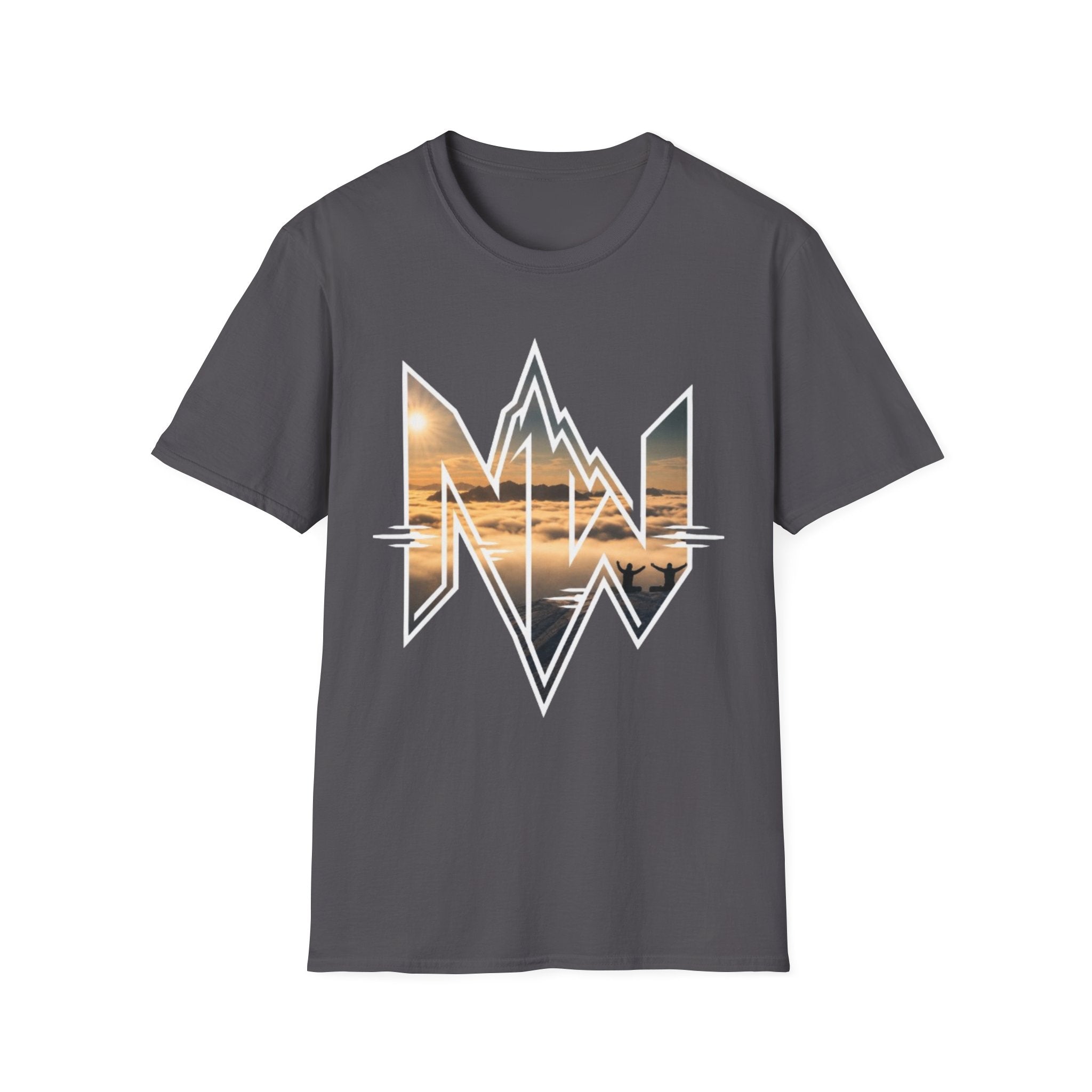 Sunset Mountain Skyline T‑Shirt — Mountain Outline with Reflective Lake Design